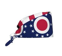 WBQLSL Chapeau de travail respirant imprimé drapeau de l'État de l'Ohio - Bande absorbant la transpiration, convient aux hommes et aux femmes, noir, noir, taille unique