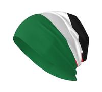 WBQLSL Chapeau tricoté sans bord imprimé drapeau de l'État de Palestine : chapeau chaud pour la maison, les trajets et le ski Noir