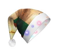 WBQLSL Chapeau unisexe de Noël, Nouvel An, cadeau de fête de Noël, drapeau irlandais rétro, chapeau de Père Noël en peluche avec lumière LED