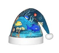WBQLSL Chapeaux de fête de Noël, événements de Noël et Nouvel An, spectacles de scène et autres scènes de fête de vacances, monde sous-marin bleu de poissons chapeaux de Noël pour enfants