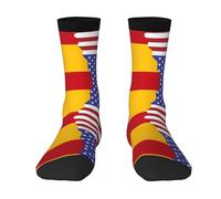 WBQLSL Chaussettes de sport respirantes à motif drapeau américain de l'Espagne - Chaussettes mi-mollet extensibles, adaptées pour le fitness et les tenues décontractées.