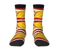 WBQLSL Chaussettes de sport respirantes à motif drapeau de l'Espagne - Chaussettes mi-mollet extensibles, adaptées pour le fitness et les tenues décontractées.