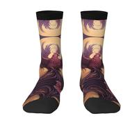 WBQLSL Chaussettes de sport respirantes à motif Phoenix et Rose - Chaussettes mi-mollet extensibles, adaptées pour le fitness et les tenues décontractées.