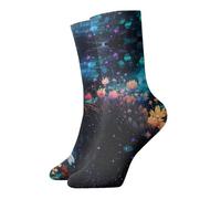WBQLSL Chaussettes décontractées à motifs fleurs au milieu du mollet au bord de la rivière, chaudes, confortables, respirantes, douces pour la peau, polyvalentes pour les sorties