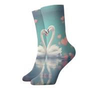 WBQLSL Chaussettes décontractées mi-mollet Le cygne amoureux chaudes, confortables, respirantes, douces pour la peau, polyvalentes pour les sorties