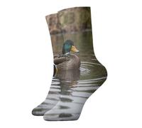WBQLSL Chaussettes mi-mollet décontractées à motif canard sauvage, confortables et respirantes
