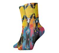 WBQLSL Chaussettes mi-mollet décontractées et chaudes avec imprimé chiens de différentes couleurs, chaussettes élégantes pour les activités de plein air et au quotidien