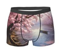WBQLSL Cherry Blossoms by the lake Patterns Boxer pour homme - Séchage rapide, respirant et confortable pour un usage quotidien, Noir , L