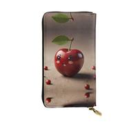 WBQLSL Cherry Élégant portefeuille en cuir avec fermeture éclair 19 x 10,5 cm