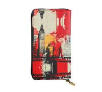 WBQLSL City Icons Longue pochette en cuir avec porte-monnaie zippé et 12 emplacements pour cartes de crédit, portefeuille de voyage léger