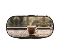 WBQLSL Coffee by the Glass Trousse à crayons grande capacité avec compartiments multicouches Sac de rangement pour papeterie Unisexe Fournitures de bureau d'apprentissage