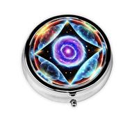 WBQLSL Cosmic Stars Mini boîte à pharmacie avec trois compartiments, petite boîte à médicaments ronde, portable