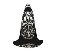 WBQLSL Cosplay à capuche rond badge imprimé grande cape, costume, accessoire de fête de vacances, tailles S/M/L (unisexe)