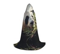 WBQLSL Cosplay Cape à capuche Panda mangeant du bambou Imprimé Medium Cape Costume Essentiel Vacances Party Prop Tailles S/M/L (unisexe)