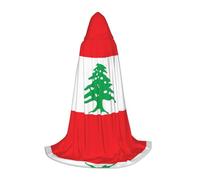 WBQLSL Cosplay Capuche Drapeau du Liban Imprimé Grande Cape Costume Essentiel Vacances Party Prop Tailles S/M/L (unisexe)