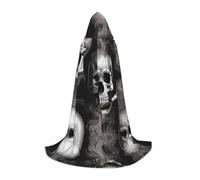 WBQLSL Cosplay Capuche Smoking Skull Imprimé Petite Cape Costume Essentiel Vacances Party Prop Tailles S/M/L (unisexe)