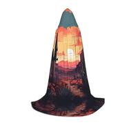 WBQLSL Costume d'Halloween, cape de magicien imprimé cactus du désert S, convient aux adultes et aux adolescents, tailles S, M, L disponibles