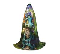 WBQLSL Costume d'Halloween, cape de magicien imprimé dragon mignon, convient aux adultes et aux adolescents, tailles S, M, L disponibles