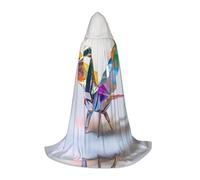 WBQLSL Costume d'Halloween, cape de magicien imprimé grue colorée en origami, convient aux adultes et aux adolescents, tailles S, M, L disponibles