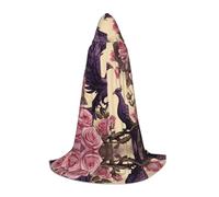 WBQLSL Costume d'Halloween, cape de magicien imprimé oiseau violet noble, convient aux adultes et aux adolescents, tailles S, M, L disponibles