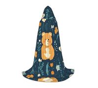 WBQLSL Costume d'Halloween, cape de magicien imprimé ours mignon, convient aux adultes et aux adolescents, tailles S, M, L disponibles