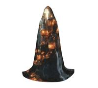 WBQLSL Costume d'Halloween, cape de magicien imprimée du monde des contes de fées, convient aux adultes et aux adolescents, tailles S, M, L disponibles