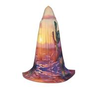 WBQLSL Costume d'Halloween, cape de magicien imprimée jour du désert L, convient aux adultes et aux adolescents, tailles S, M, L disponibles