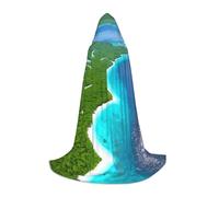 WBQLSL Costume d'Halloween, cape de magicien imprimée « Une île dans l'océan », convient aux adultes et aux adolescents, tailles S, M, L disponibles