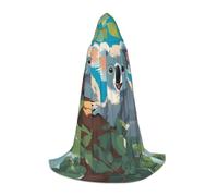 WBQLSL Costume d'Halloween, deux koalas heureux imprimé S, cape de magicien, convient aux adultes et aux adolescents, tailles S, M, L disponibles