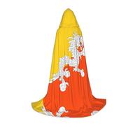 WBQLSL Costume d'Halloween, drapeau du royaume du Bhoutan imprimé L, cape de magicien, convient pour adultes et adolescents, tailles S, M, L disponibles