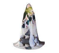 WBQLSL Costume d'Halloween, jolie paire de chats imprimés, cape de magicien M, convient aux adultes et aux adolescents, tailles S, M, L disponibles