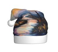 WBQLSL Country Road Patterns Chapeau de Père Noël Décoration d'ambiance de fête de Noël Accessoire interactif