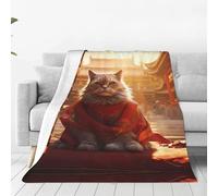 WBQLSL Couverture en flanelle ultra douce avec impression Cité interdite et chats - Convient pour les lits doubles, les canapés, le camping et comme cadeau - (203,2 x 152,4 cm)
