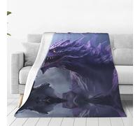 WBQLSL Couverture en flanelle ultra douce avec impression dragon violet - Convient pour lit double, canapé, camping et comme cadeau - (101,6 x 76,2 cm)