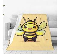WBQLSL Couverture en flanelle ultra douce avec imprimé abeille jaune - Couverture de canapé pour la maison, la sieste, le camping et le pique-nique - 203,2 x 152,4 cm