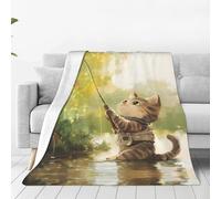 WBQLSL Couverture en flanelle ultra douce avec imprimé chaton - Couverture de canapé pour la maison, la sieste, le camping et le pique-nique - 127 x 101,6 cm