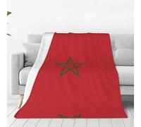 WBQLSL Couverture en flanelle ultra douce avec imprimé drapeau du Maroc - Une couverture pour la maison, les voyages et l'extérieur - 152,4 x 127 cm