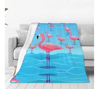 WBQLSL Couverture en flanelle ultra douce avec imprimé flamant rose - Convient pour les lits doubles, les canapés, le camping et comme cadeau - (127 x 101,6 cm)
