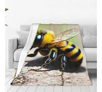 WBQLSL Couverture en flanelle ultra douce avec imprimé petite abeille - Couverture de canapé pour la maison, la sieste, le camping et le pique-nique - 203,2 x 152,4 cm