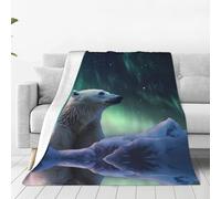 WBQLSL Couverture en flanelle ultra douce imprimée ours polaire dans la neige - Convient pour lit double, canapé, camping et comme cadeau - (203,2 x 152,4 cm)