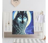 WBQLSL Couverture pour bébé Motif loup sous la lune 76,2 x 101,6 cm