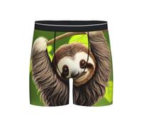 WBQLSL Cute Sloth Boxer pour homme, tissu hautement élastique et respirant, plusieurs tailles (S-2XL), Noir/blanc, S