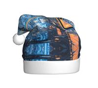 WBQLSL Cyber Bonnet de Père Noël imprimé grille Décoration d'ambiance de fête de Noël Accessoire interactif pour fête du Nouvel An