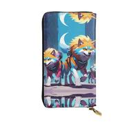 WBQLSL Cyber Wolf Pochette longue en cuir avec porte-monnaie zippé et 12 emplacements pour cartes de crédit, portefeuille de voyage léger