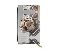 WBQLSL Cyborg Cheetah Portefeuille élégant en cuir 19 x 10,5 cm de long avec fermeture éclair, portefeuille de voyage pratique