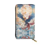 WBQLSL Data Stream Phoenix Portefeuille élégant en cuir avec fermeture éclair 19 x 10,5 cm