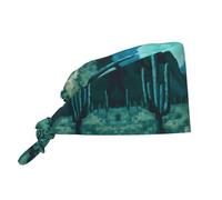 WBQLSL Deep Cactus Desert Print Work Cap - Couverture tout-en-un pour la cuisine, l'exercice quotidien et la douche. Noir