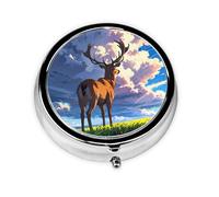 WBQLSL Deer on the Plains Mini boîte à pharmacie avec trois compartiments, petite boîte à pharmacie ronde, portable