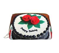 WBQLSL Delicious Cake Trousse de maquillage en cuir portable de grande capacité avec poche