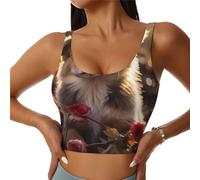 WBQLSL Dogs and Roses Gilet de fitness pour femme avec imprimé pour Pilates, course et entraînement cardio, noir, Medium